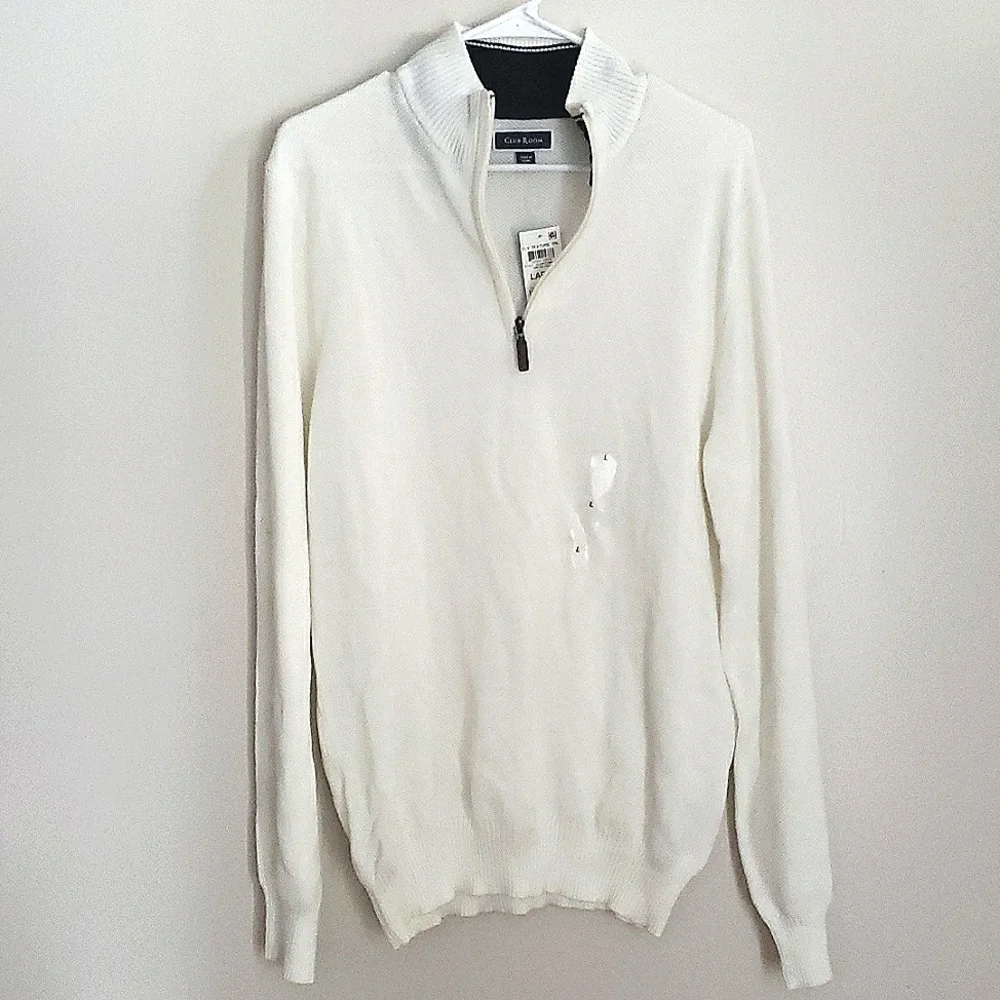 Men's Quarter-Zip Textured Cotton Sweater - Picture 6 of 7